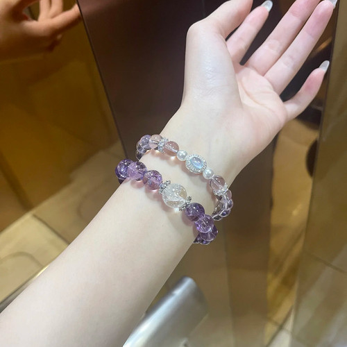 【前程似锦】上岸天然紫水晶紫阿塞手链女款手串送闺蜜女友礼物时