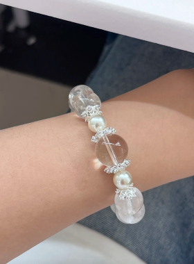 【皎皎玉兰】天然白幽灵白水晶手串手链女款单圈时尚小众转运礼送