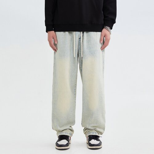 NOBURGER水洗黄泥宽松牛仔裤