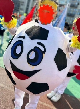 儿童足球卡通人偶服装幼儿运动会体育用品篮球道具乒乓球服cos服