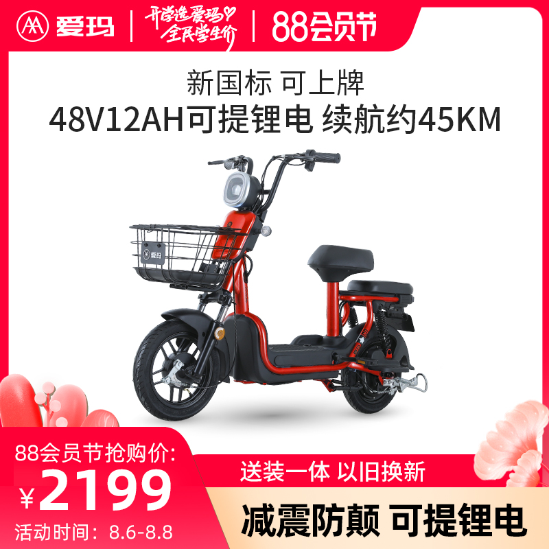 爱玛新国标48v成人电动自行车电瓶
