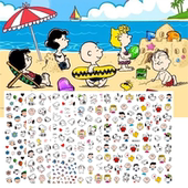 10元 包邮 防水儿童史努比指甲贴纸布朗露西小鸟可撕背胶3D美甲贴花