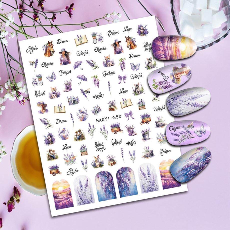 10元包邮雏菊繁花春季可撕美甲贴纸指甲油胶贴花蝴蝶小鸟桃花燕子