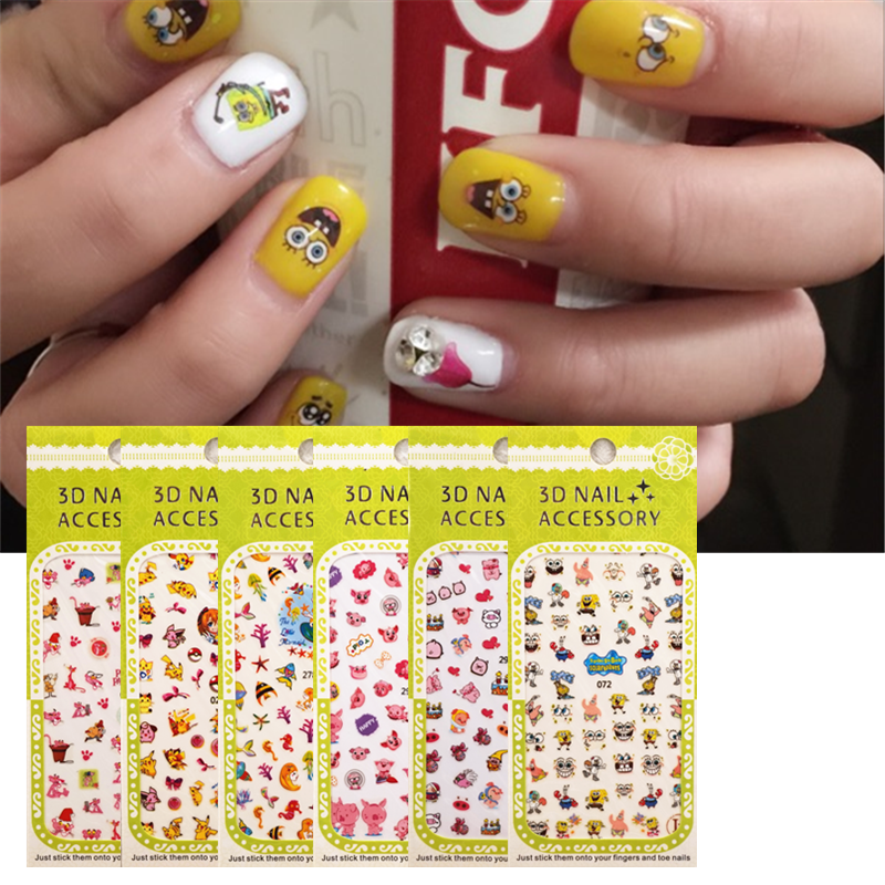 清仓10元包邮指甲贴纸背胶美甲贴花粉红豹月野兔海绵燕子小猪玫瑰