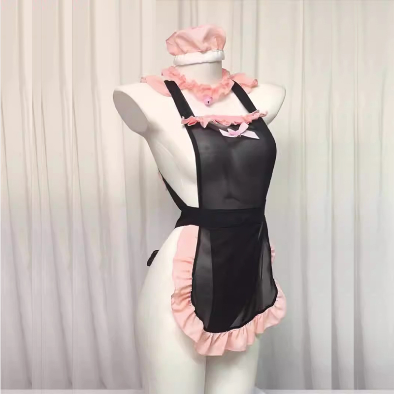 夜店主播纯欲性感床上大尺度女仆趣味围裙厨娘网纱木耳花边无弹力