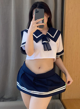 200斤大码水手服COS日系二次元百褶裙短袖青春制服酒店服装演出服