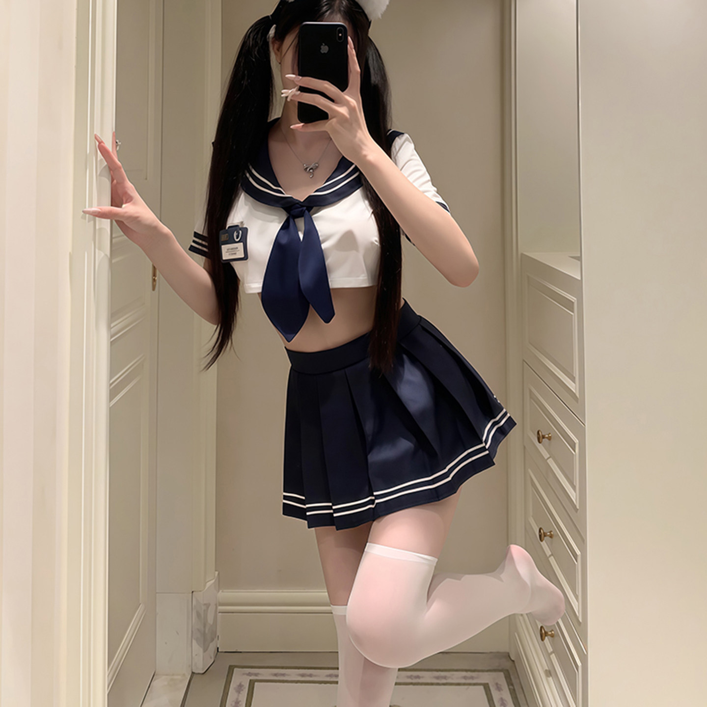 大码学生制服jk套装校园纯欲短袖上衣水手翻领日系水手服角色扮演