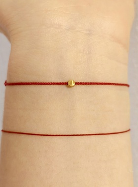 半宝阁原创幸运一点点18k真金猫眼珠本命年转运珠红绳手链蜡线