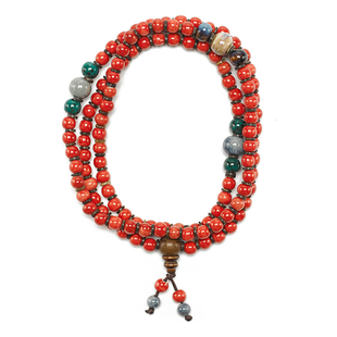 京金大吉祥陶瓷手串精致礼盒装长串送朋友送爱人【珊瑚红色】