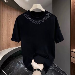 纯棉短袖 百搭男士 大码 美式 2024夏季 潮牌双面印花T恤透气半袖 新款