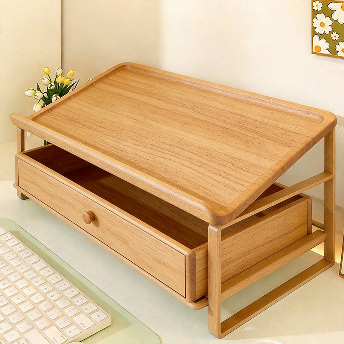 笔记本电脑支架宿舍桌面支架散热办公室置物架工位多功能键盘托架