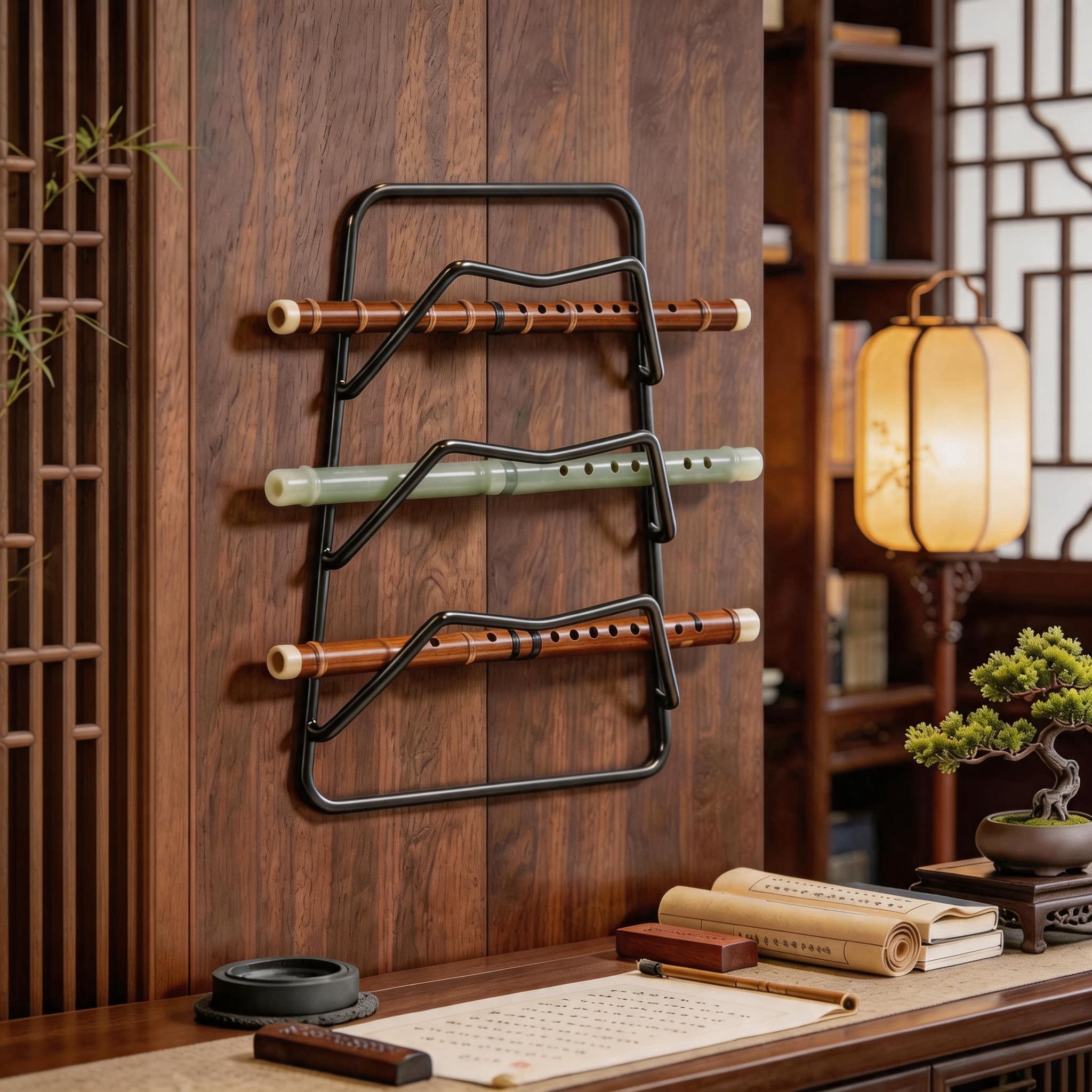 挂墙笛子展示架免打孔图片