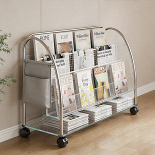 书报架落地多层置物架杂志报刊收纳架小推车展示架宣传手册摆放架