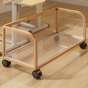 可移动书包置物架桌下书架教室书本收纳箱桌边落地小推车带轮书箱