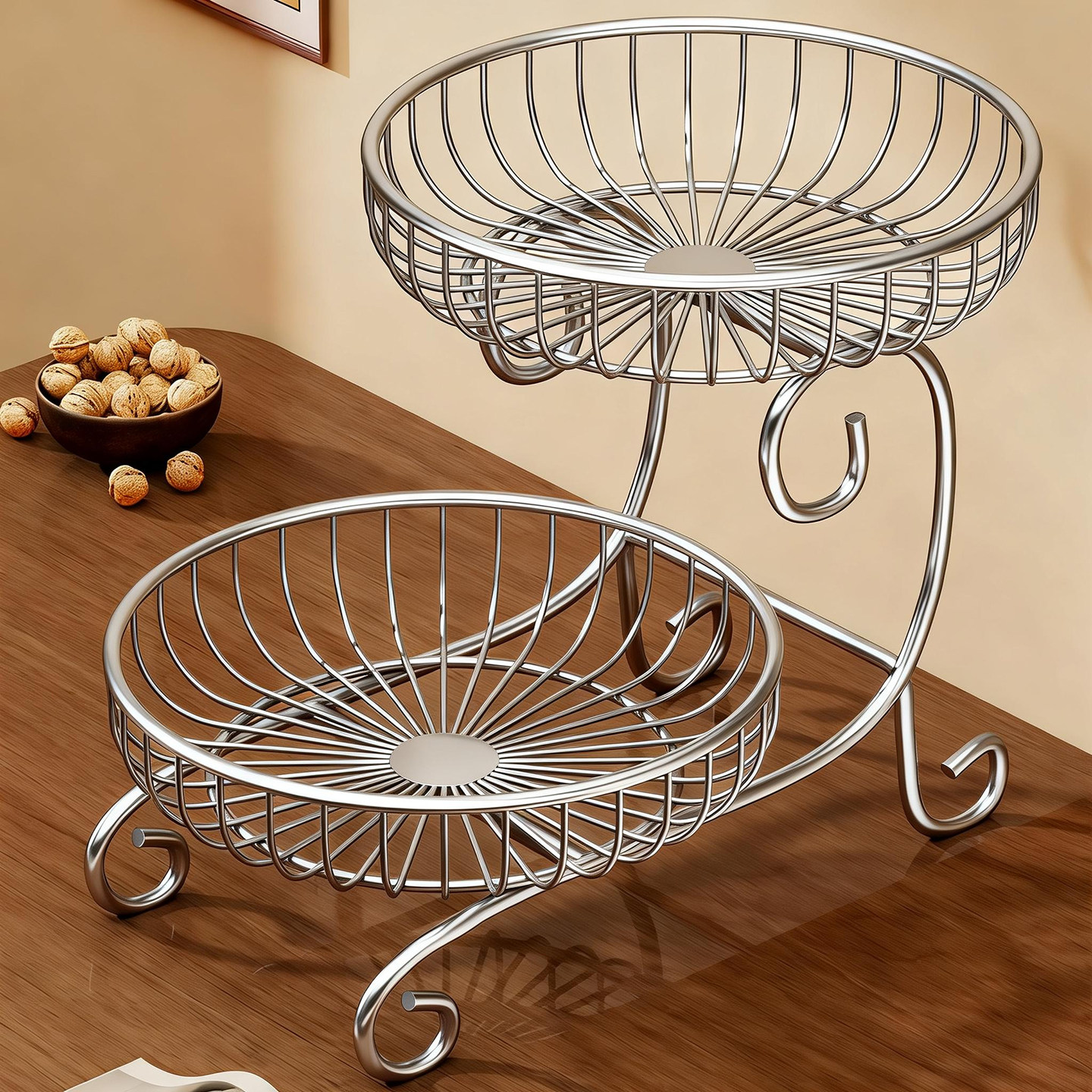 水果收纳篮桌面干果零食置物架客厅高颜值水果盘糖果点心摆放盘子