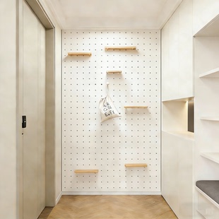 雪板置物架实木洞洞板收纳架雪具装备整理挂板墙上运动设备展示架