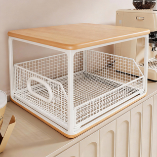 餐桌边柜茶杯水杯置物架茶包咖啡包收纳筐桌面干果零食分层储物筐