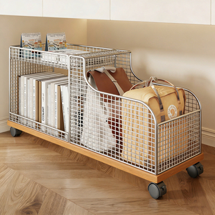 桌下书包置物架可移动书本收纳架书桌旁多层书籍架简易带轮小书柜