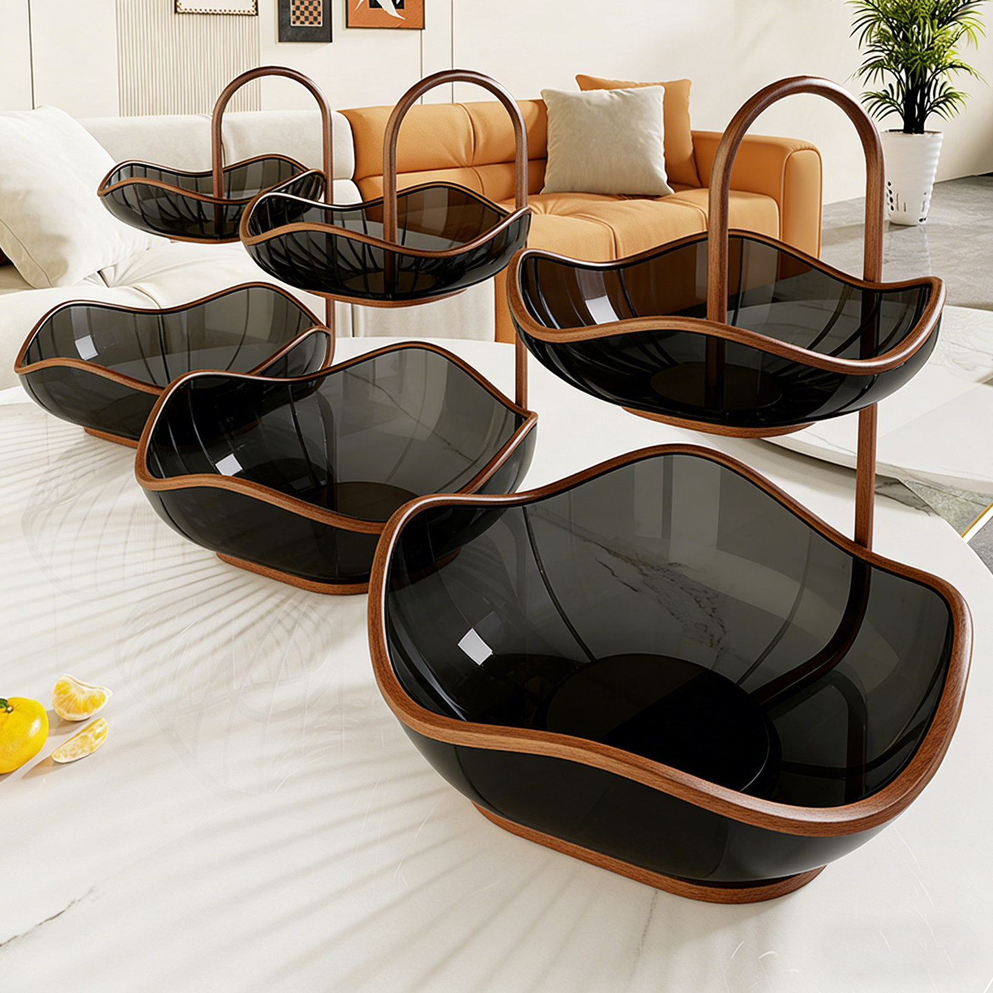 果盘客厅茶几家用水果盘多层水果收纳筐零食点心干果摆放置物架子