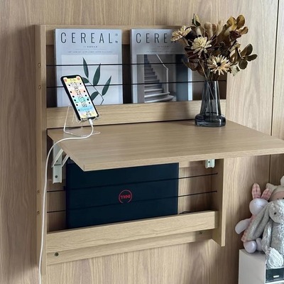 墙上折叠桌壁挂式免打孔电脑桌卧室简易悬挂床头柜小户型专用餐桌