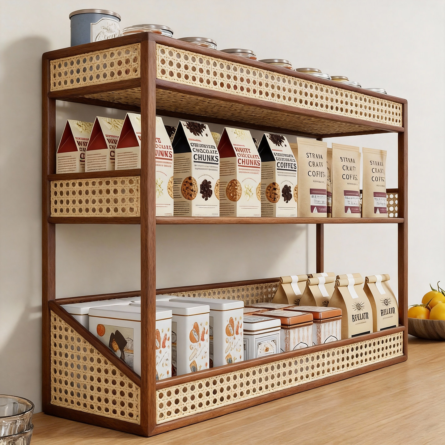 桌面置物架餐边柜多层收纳架零食饼干储物架桌面干果干货整理架子