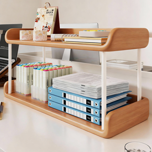实木书架桌面书立分层架书本文具收纳置物架文件整理架简易小书柜