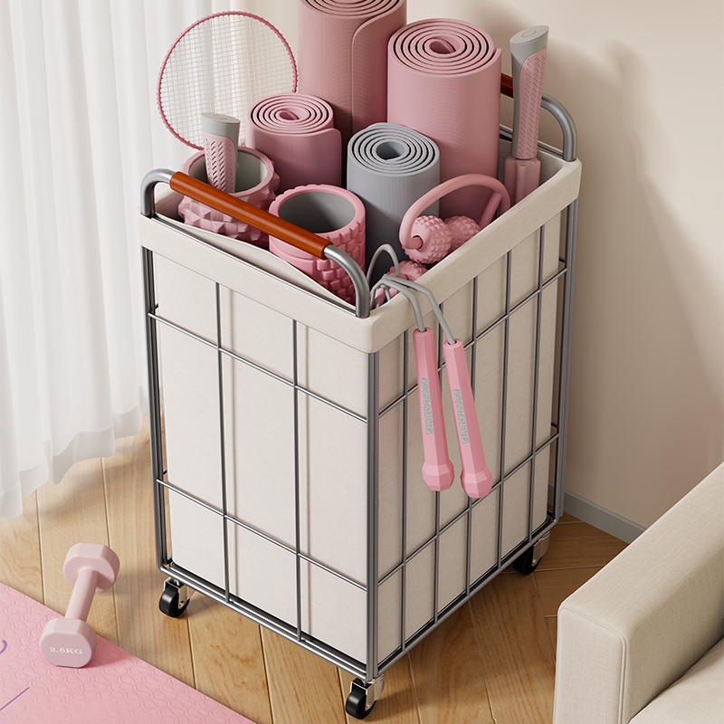瑜珈垫收纳筐家用大容量运动健身器材羽毛球拍整理筐多功能置物架