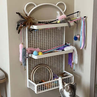 逗猫棒收纳桶猫咪玩具置物架壁挂逗猫棍收纳架小猫宠物用品存放架