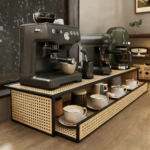 多功能台面咖啡机置物架分成桌面可抽拉咖啡器具杯子储物收纳架子