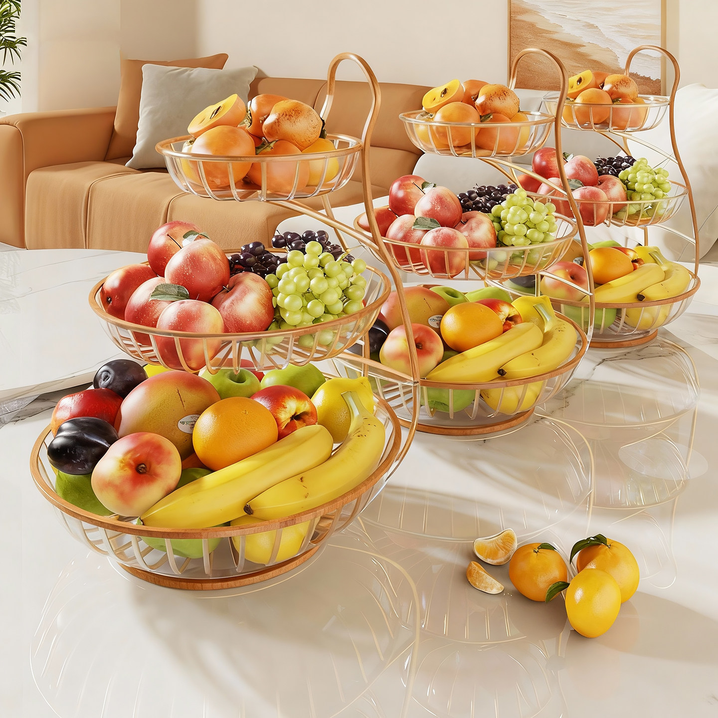 高颜值水果盘家用客厅餐桌创意多层瓜果干果收纳篮零食糖果储物架
