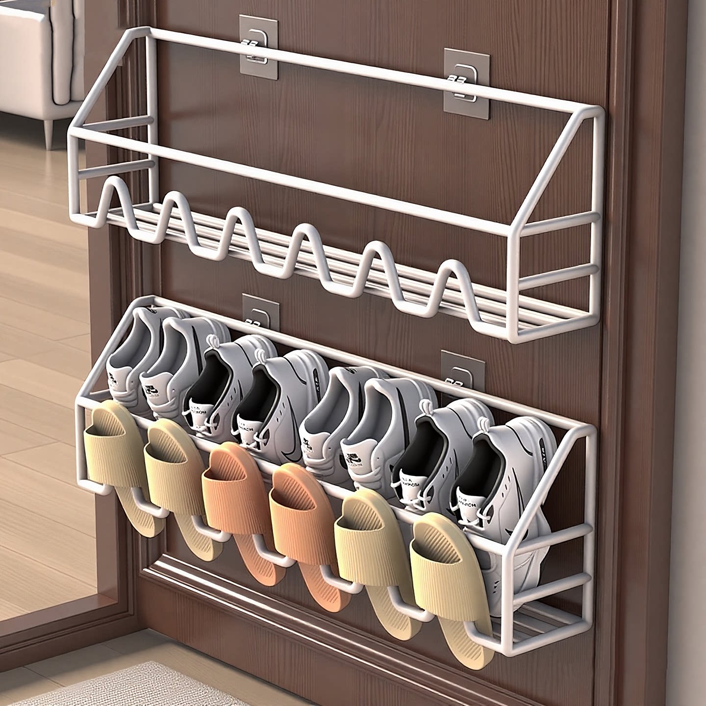 鞋架入户门后换鞋架免打孔拖鞋架卫生间墙上壁挂式鞋子沥水置物架