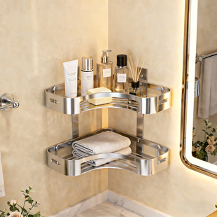 浴室置物架洗手台免打孔转角护肤品牙具收纳架卫生间角落储物架