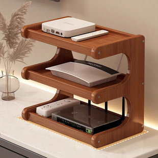 家用路由器置物架电视柜旁机顶盒光猫分层收纳柜实木遥控器放置架