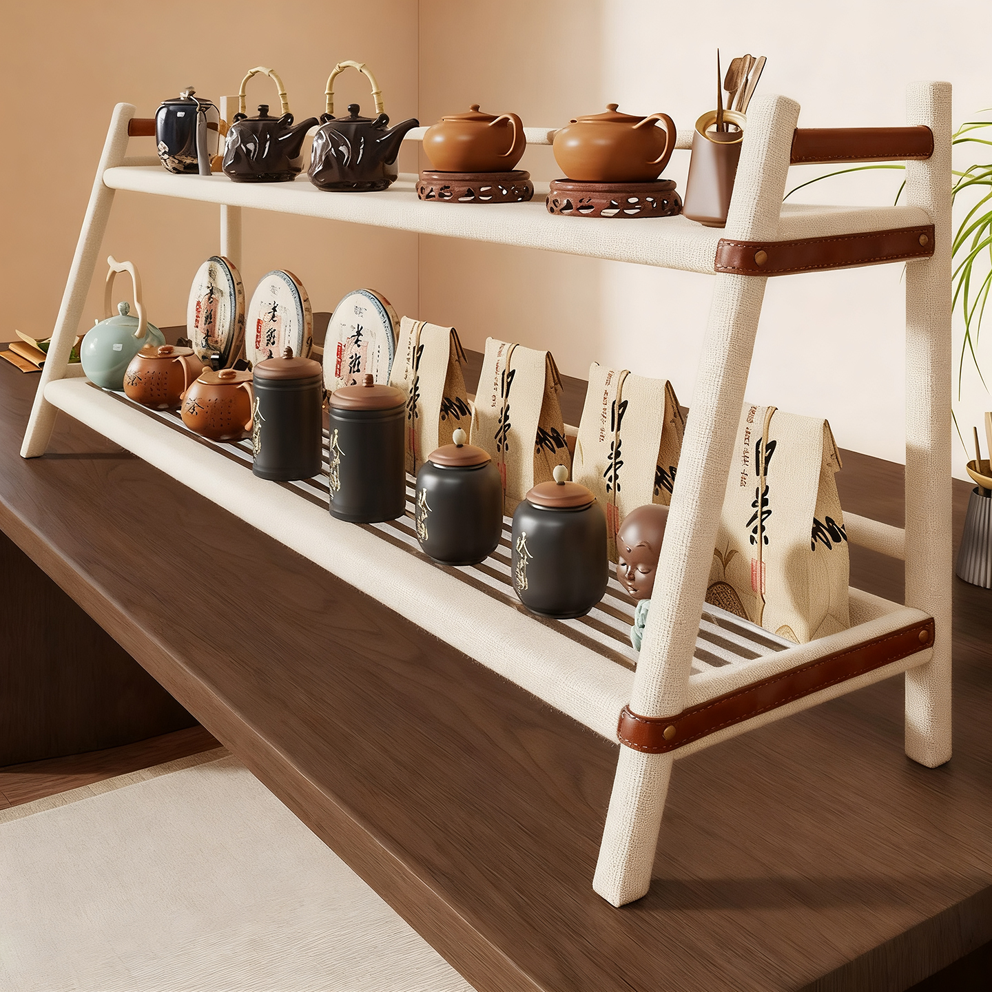 桌面博古架台面茶杯茶具收纳架