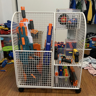 玩具枪收纳架家用儿童玩具储物筐大容量刀枪模型分类置物架可移动