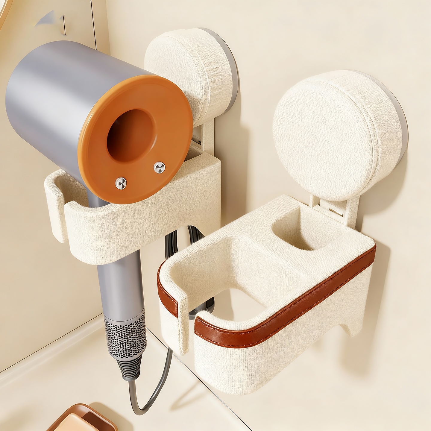 洗漱台吸盘吹风机置物架浴室免打孔吹风筒支架多功能电吹风收纳架