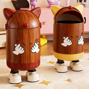 趣味猫耳垃圾桶家用大容量翻盖带腿卫生桶客厅卧室厨房高颜值纸篓