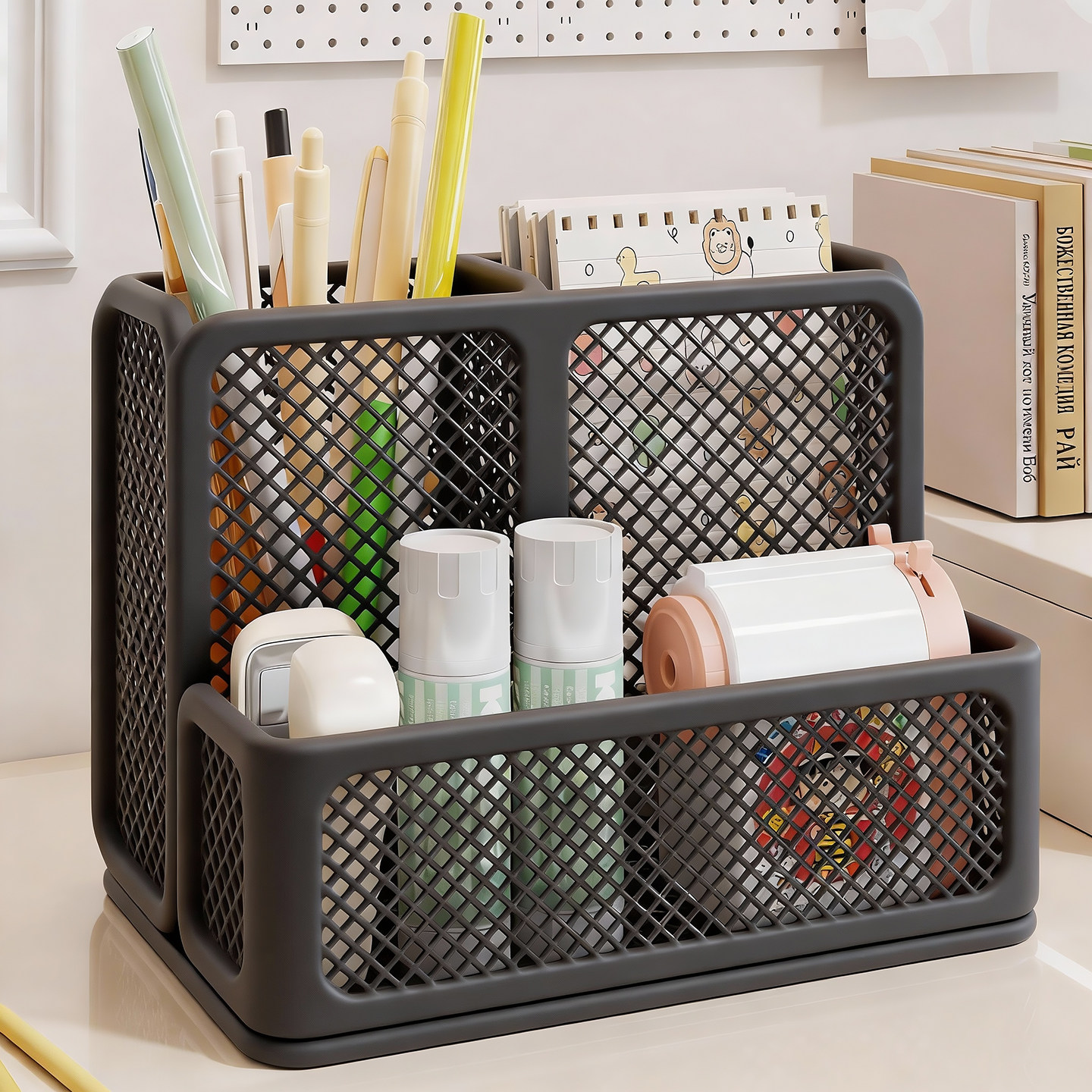 书桌笔筒收纳盒桌面学习工具收纳筒多功能分层储物盒铅笔储物盒子