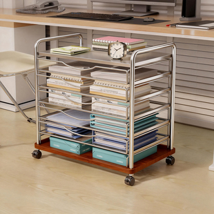 桌下书架带轮可移动小推车抽屉式多层书本收纳架小书柜文件整理架