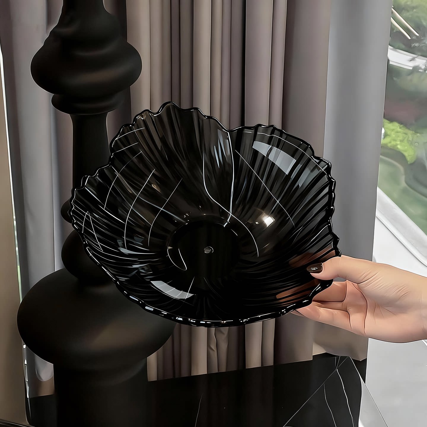 轻奢花瓣水果盘餐桌台面零食糖果点心盘桌面干果瓜果收纳沥水托盘