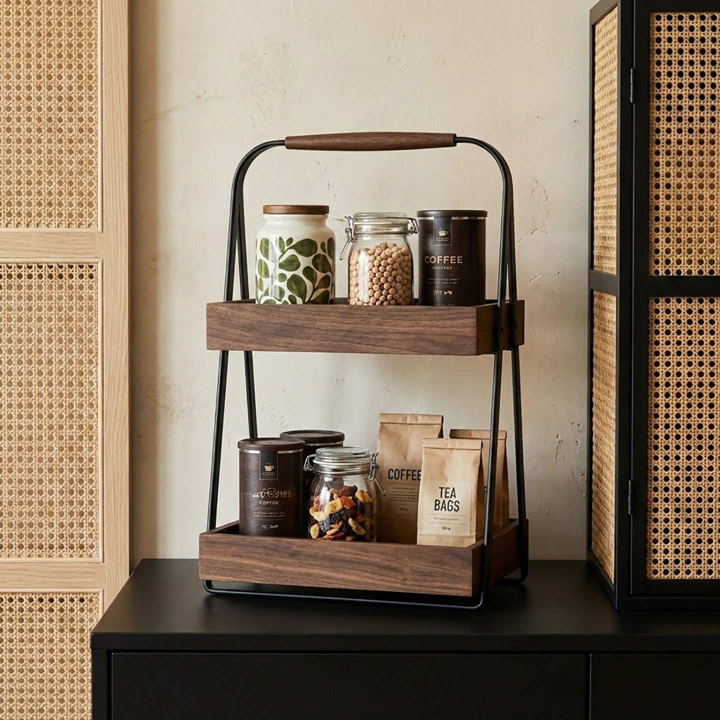 调料瓶置物架桌面调味品放置架厨房佐料罐收纳架餐边柜双层储物架