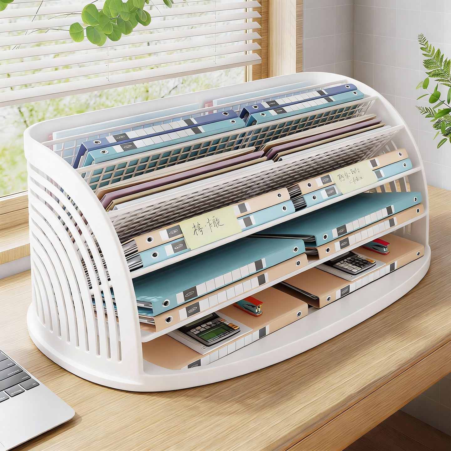 办公桌面文件收纳架档案分层整理架书桌书本置物架资料分类储物架