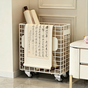 书房书法收纳桶宣纸画轴整理筐书法教室大容量储物筐卷轴存放筐子