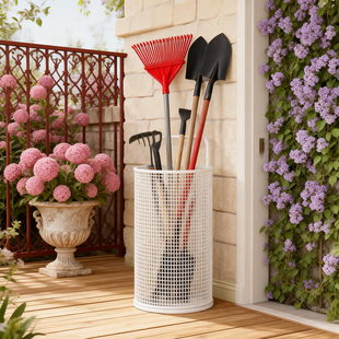 园林工具收纳桶家用农具储物筐五金工具置物架铁锹铁铲大容量收纳