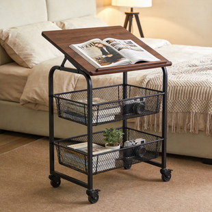 小推车置物架客厅沙发边几可移动茶几桌卧室带轮床边桌床头收纳桌