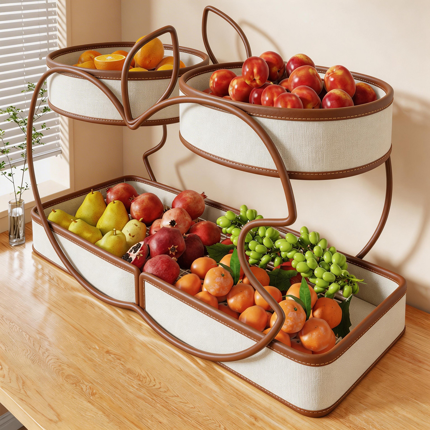 客厅水果盘干果分区置物架桌面零食收纳架多层糖果饼干坚果储物架