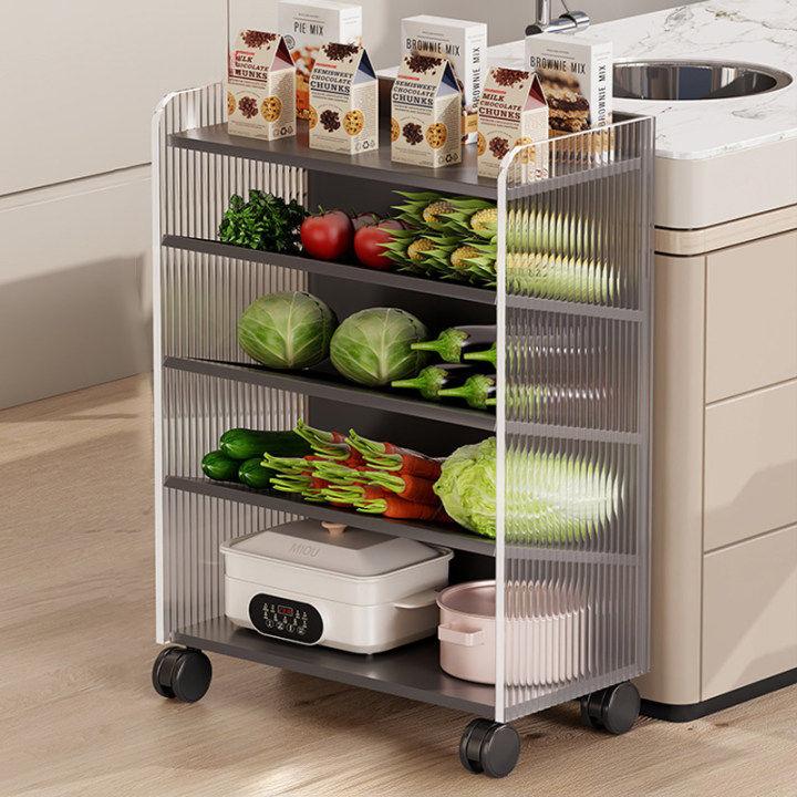 厨房置物架落地式可移动小推车蔬果收纳篮家用客厅零食水果收纳架