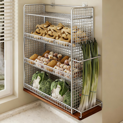 厨房大葱置物架壁挂式免打孔