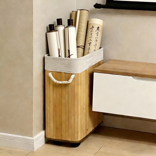 书房书法作品收纳桶书画卷轴存放架画室宣纸立式整理桶画轴储物筐