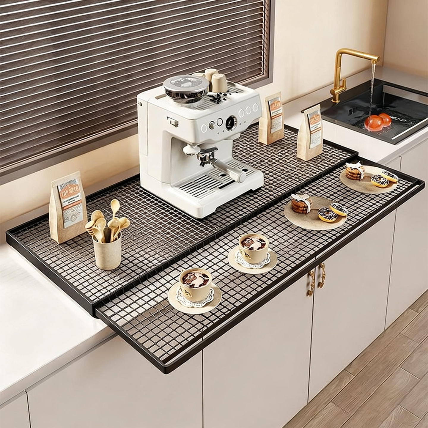 可抽拉咖啡器具整理架